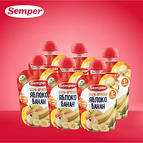 Combo 6 gói mix Trái cây nghiền các vị Semper 90g dành cho bé từ 6 tháng trở lên