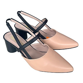 Giày cao gót nữ 6cm màu kem mũi nhọn Trường Hải da mềm mại CG126 - 38 - Kem