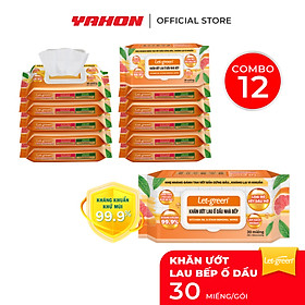 Khăn Ướt Lau Bếp LET-GREEN | Sạch Nhanh Ố Dầu, Kháng Khuẩn Hiệu Quả | 30 Tờ/Bao