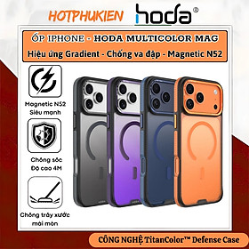 Ốp Lưng từ tính chống sốc TitanColor Defense Case cho iPhone 17 Pro Max Hoda Multicolor Bảo Vệ Chuẩn Quân Đội, Chuyển màu gradient, Mặt Lưng PC Tự Phục Hồi, Chống Bám Vân Tay, Viền Bảo Vệ Camera 360° - hàng nhập khẩu - Tím - iPhone 17 Pro Max