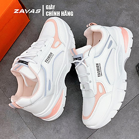 Giày thể thao sneaker nữ màu trắng hồng đế êm nhẹ thoáng khí thương hiệu ZAVAS - S396 - Hàng chính hãng