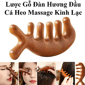 Lược Gỗ Đàn Hương Đầu Cá Heo Massage Kinh Tuyến, Da Đầu