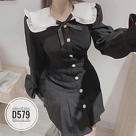 Bigsize 60-90KG vmart Đầm cổ bèo D579 hàng Quảng Châu cao cấp chiết eo giấu bụng