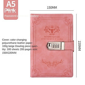 Sổ tay có khoá mật khẩu 200 Trang A5 Retro bìa da PU cao cấp Sách Nhật Ký Văn Phòng Phẩm Notebook