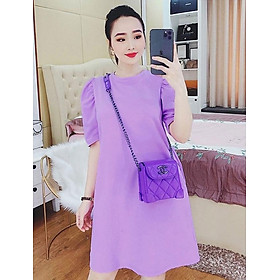 Đầm thun suông form chữ A basic đơn giản nhưng sang trọng - 2 màu tím và trắng