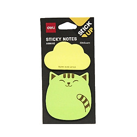 Bộ 2 Giấy Nhắn Hình Học Sinh Deli A55002 - Hình Mèo - Xanh Lá
