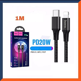 Hình ảnh Dây Sạc nhanh cho Iphone PD 20W Type C to IP Hoco X14 dây dù chống đứt chống rối siêu bền, truyền dữ liệu dài 1M/2M/3M - Hàng Chính Hãng