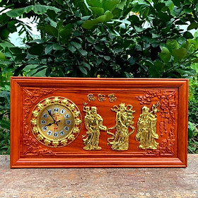 Tranh đồng hồ treo tường chữ phúc lộc thọ bằng gỗ hương kt 41×81×3cm