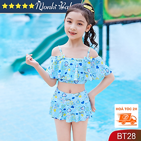 Đồ bơi 2 mảnh bé gái loại đẹp, bộ bikini cao cấp cho trẻ em nữ dễ thương, áo tắm công chúa mẫu mới, chất thun bơi lạnh Lycra đẹp | BT28
