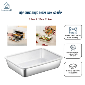Mua Hộp Đựng Thực Phẩm Inox Để Tủ Lạnh Có Nắp Đậy Đa Năng Tiện Lợi- Có 2 Size 13.5x10.5x5.8 cm và 20x5 5x25cm - Khay Inox 304 Chống Gỉ - Hàng Chính Hãng MINIIN