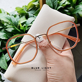 Kính Giả Cận, Gọng Kính Cận Mắt Vuông Màu Cam Trẻ Trung Nổi Bật - BLUE LIGHT SHOP