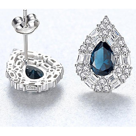 Bông tai hoa tai bạc nữ cao cấp đính đá tự nhiên bằng bạc s925 thật B2416 Bảo Ngọc Jewelry