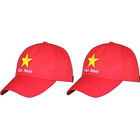 Bộ 2 Mũ Lưỡi Trai Việt Nam Đỏ Trơn (Nam Nữ)