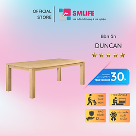 Mua Bàn ăn cao cấp gỗ vân verneer sồi SMLIFE Duncan | D213 4 x R99 1 x C74 9cm | gỗ cao su và Veneer Sồi