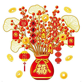 Mua COMBO 2 Decal Trang Trí Tết 2026 Hít Tĩnh Điện | Chậu Đào Đông Đỏ Trang Trí Cửa Kính PVC- HÀNG CHÍNH HÃNG MINIIN