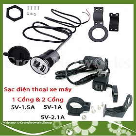 Hình ảnh Sạc điện thoại lắp xe máy 2,1A 12V (SẠC NHANH) Green Networks Group