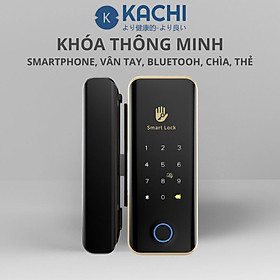 Khóa Cửa Thông Minh Kachi MK45 cho cửa không có khung như cửa kính, cửa gỗ trượt – Mở Khóa App Tuya + Vân tay + Chìa khóa + Thẻ từ + Mã số - hàng chính hãng