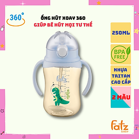 Bình uống nước Tritan bật hút 2 tay cầm có phao 360 độ 250ml FATZBABY FB0250NX