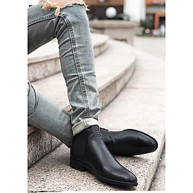 Giày Bốt Nam Cổ Cao Kiểu Dáng Chelsea Boot GD011- Đen Da Giày Việt Nam