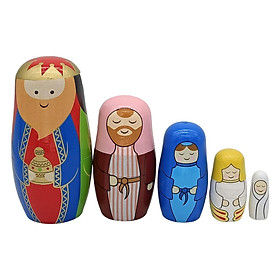 5Pcs Lovely Matryoshka Decoration Russian Nesting Dolls for Christmas Kids