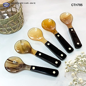 Mua Thìa/Muỗng bằng sừng khảm 2 chấm cao cấp xuất Nhật - Xúc gia vị  cafe  deccor - An toàn cho sức khỏe - CTH785