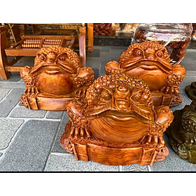 Mua Tượng con cóc thiềm thừ gỗ hương nguyên khối loại 1 ngang 35 cm