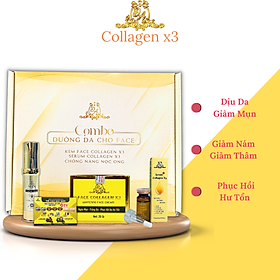 Combo Kem Face - Serum - Chống Nắng Collagen X3 Dưỡng Trắng Dưỡng Ẩm Da Mỹ