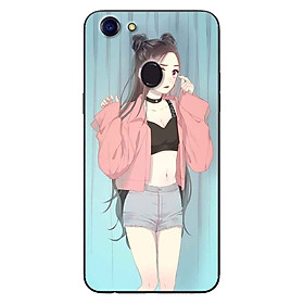 Ốp Lưng in cho Oppo F5 - F5 Youth Mẫu Cô Gái Áo Hồng Nền Xanh - Hàng Chính Hãng