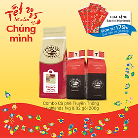 [Combo 3] Cà Phê Rang Xay Truyền Thống 1kg và 02 gói Truyền Thống 200g