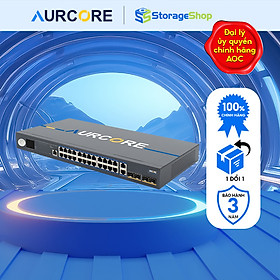 Thiết bị mạng - Bộ chuyển mạch Aurcore, PoE/PoE+ 400W, 24 cổng GE, 2 cổng GE Combo, 2 cổng Gigabit SFP HÀNG CHÍNH HÃNG
