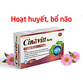 Hình ảnh Hoạt huyết dưỡng não Cinavitt Forte Ginkgo Biloba 1200mg giảm đau đầu, hoa mắt, chóng mặt, rối loạn tiền đình Hộp 30 viên