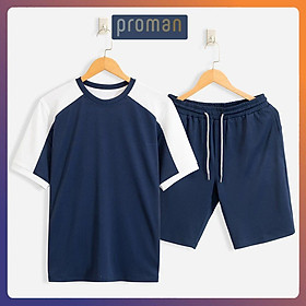 Bộ thể thao nam Poly cá sấu phối tay màu cao cấp, Đồ bộ nam poly cotton co giãn 4 chiều - PROMAN