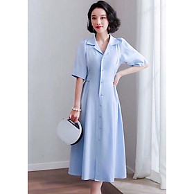 Đầm suông xanh qua gối  26DS004