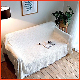 Mua Khăn phủ sofa màu trắng Bohemian sang trọng 180cm x 230cm