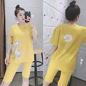 Đồ bộ mặc nhà - đồ bộ lửng nữ in hình hoa cúc siêu hot thun cotton mát mịn