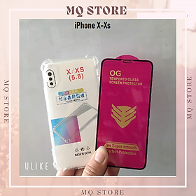 Ốp lưng và cường lực cho iPhone X-Xs - Loại trong suốt chống sốc 4 góc ( hàng chính hãng)