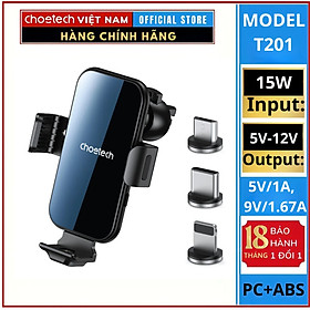 Mua Gía đỡ điện thoại Choetech T201  tích hợp sạc không dây trên ô tô 15w - Hàng chính hãng