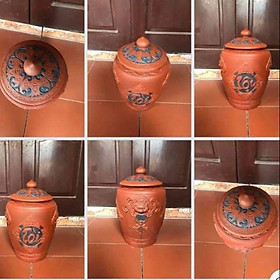 Mua Chum rượu_Hũ gạo sành Bát Tràng đắp nổi