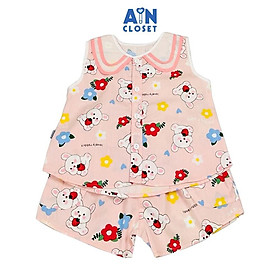 Bộ quần áo Ngắn bé gái họa tiết Thỏ Snowball nền hồng cotton - AICDBG0SISL5 - AIN Closet