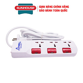Ổ cắm điện Sunhouse SHE-OC2-5RD, Công suất 2500W, Dây dài 4,5m, Công tắc riêng biệt cho từng ổ, Bảo hành 12 tháng - OC1-3R Dây dài 2m