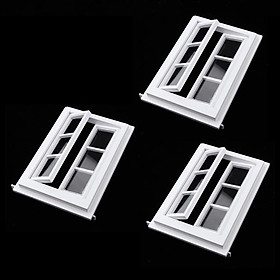 Handmade Wood Window Furnishings for Doll House Living Room/ Bedroom/ Dining Room, 3pcs Set