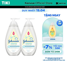 Combo 2 Chai Sữa Tắm Gội Toàn Thân Mềm Mịn Johnson' Baby Bath Cotton Touch 500mlx2