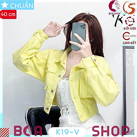 Áo khoác Jeans nữ K19 màu vàng phong cách cá tính của ROSATA tại BCASHOP kiểu dáng croptop, lửng năng động
