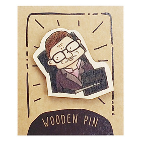 Huy Hiệu Cài Áo Gỗ Stephen Hawking PS014