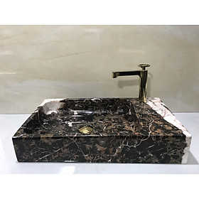 Chậu rửa mặt lavabo đá tự nhiên nâu quán sơn NCN32 - HCN xifont góc