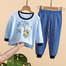 Bộ dài tay thu đông cho bé Easy Baby, đồ ngủ cho bé trai, bé gái chất vải cotton từ 7-17kg (ASS-322)