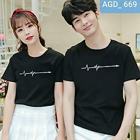 Áo in nhịp đập trái tim màu đen, đỏ , xanh coban - MÃ AGD669