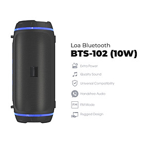 Loa Bluetooth kèm pin sạc dự phòng Energizer BTS-102 - 2x5W, Hỗ trợ chức năng Rảnh tay, FM, thẻ Micro SD, USB, AUX - Hàng chính hãng