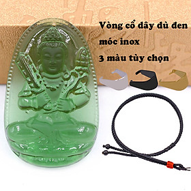 Mặt dây chuyền Phật Hư không tạng Pha Lê xanh lá kèm dây đeo - Hộ mệnh tuổi Sửu, Dần - Mặt Phật Bình an, Thịnh Vượng - Size phù hợp cho nam và nữ
