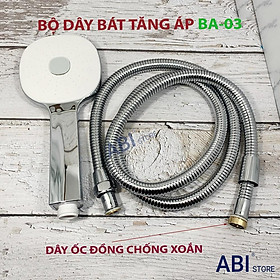 Bộ dây bát sen tắm tăng áp BA-03 cao cấp ( dây inox, ốc đồng, chống xoắn, dây rút lõi 3 lớp chịu áp lực nước)